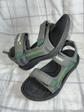 Kids' Grey & Green Adjustable Sport Sandals